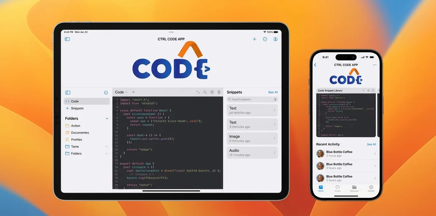 Cross-platform mobile app example showing seamless experience across iPhone, iPad and Mac